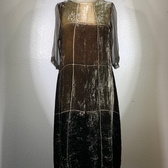 Viviana Uchitel Cubist Silk Velvet Zip Up Dress - Picture 2 of 8